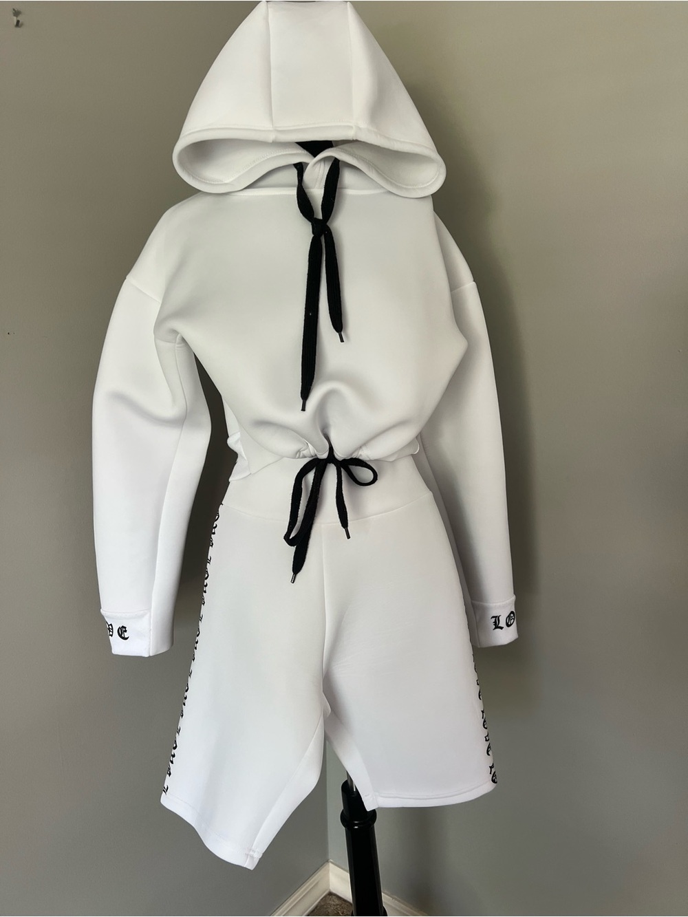 Scuba/Neoprene-feel Hoodie & Matching Shorts Set